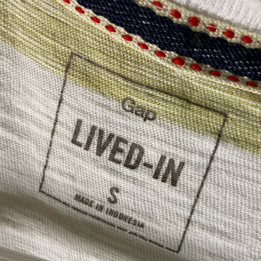 Gap Green/White Striped Short Sleeve T-Shirt w/Pocket - Picture 4 of 7